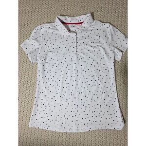 Lady Hagen Polo Shirt Womens XL White Star Print Excellent Short Sleeve Golf Top